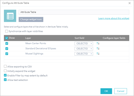 Configuración de Tabla de atributos