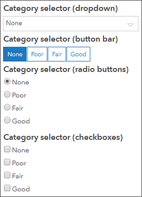 Tipos de visualización del selector de categorías