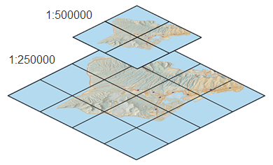 Ejemplo de caché de mapa y de cómo se crean las teselas del mapa